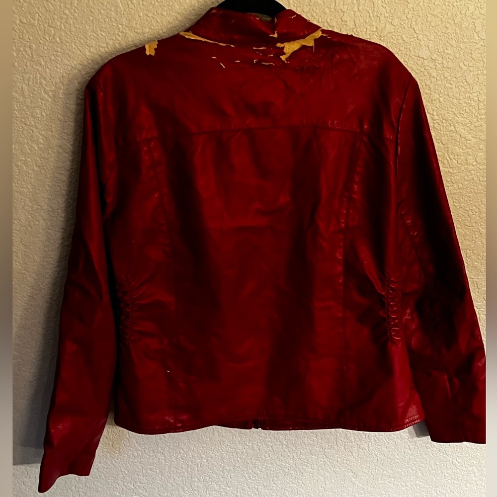 Baccini Vegan Red leather jacket - Picture 11 of 14